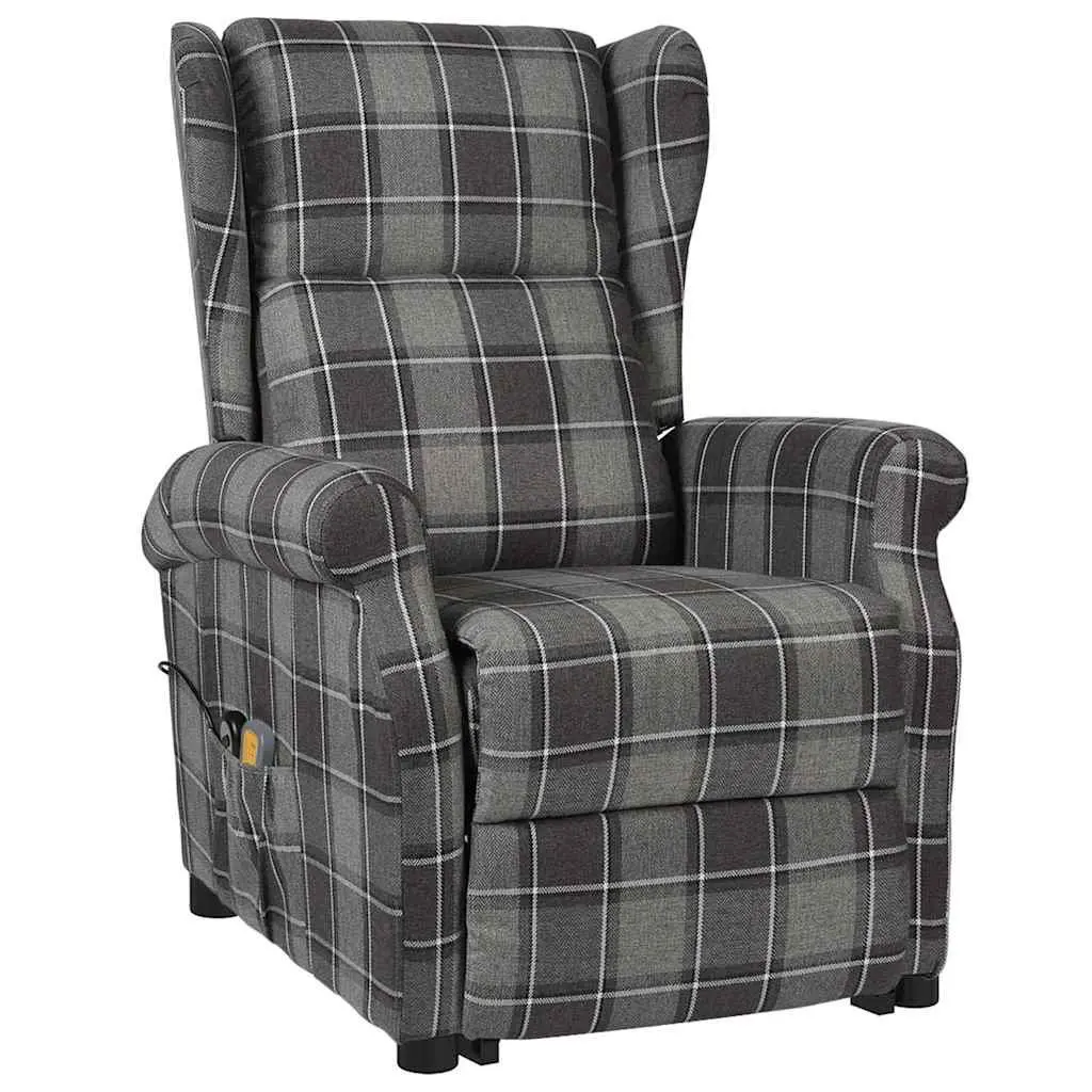 Electric Massage Chair Stand Up Recliner Grey Fabric 6 Massage Points 3 Adjustable Positions