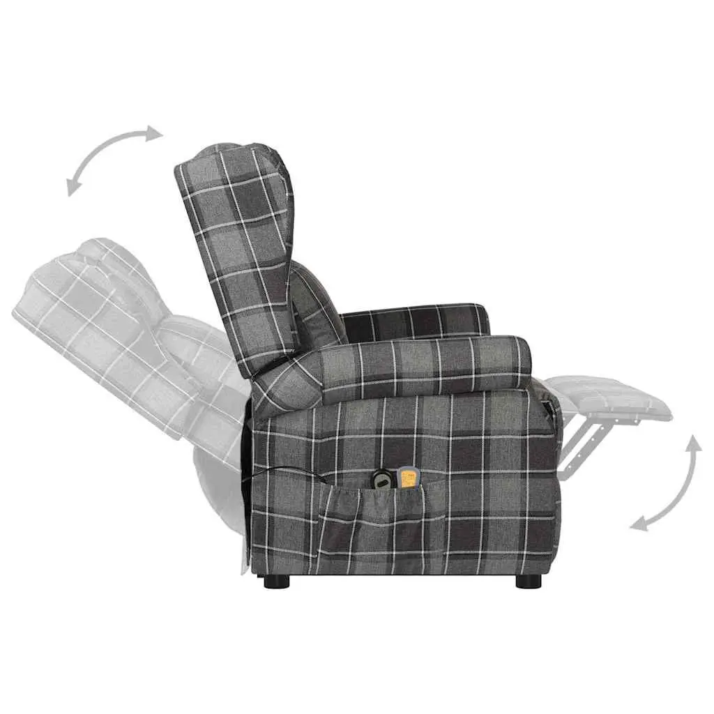 Electric Massage Chair Stand Up Recliner Grey Fabric 6 Massage Points 3 Adjustable Positions