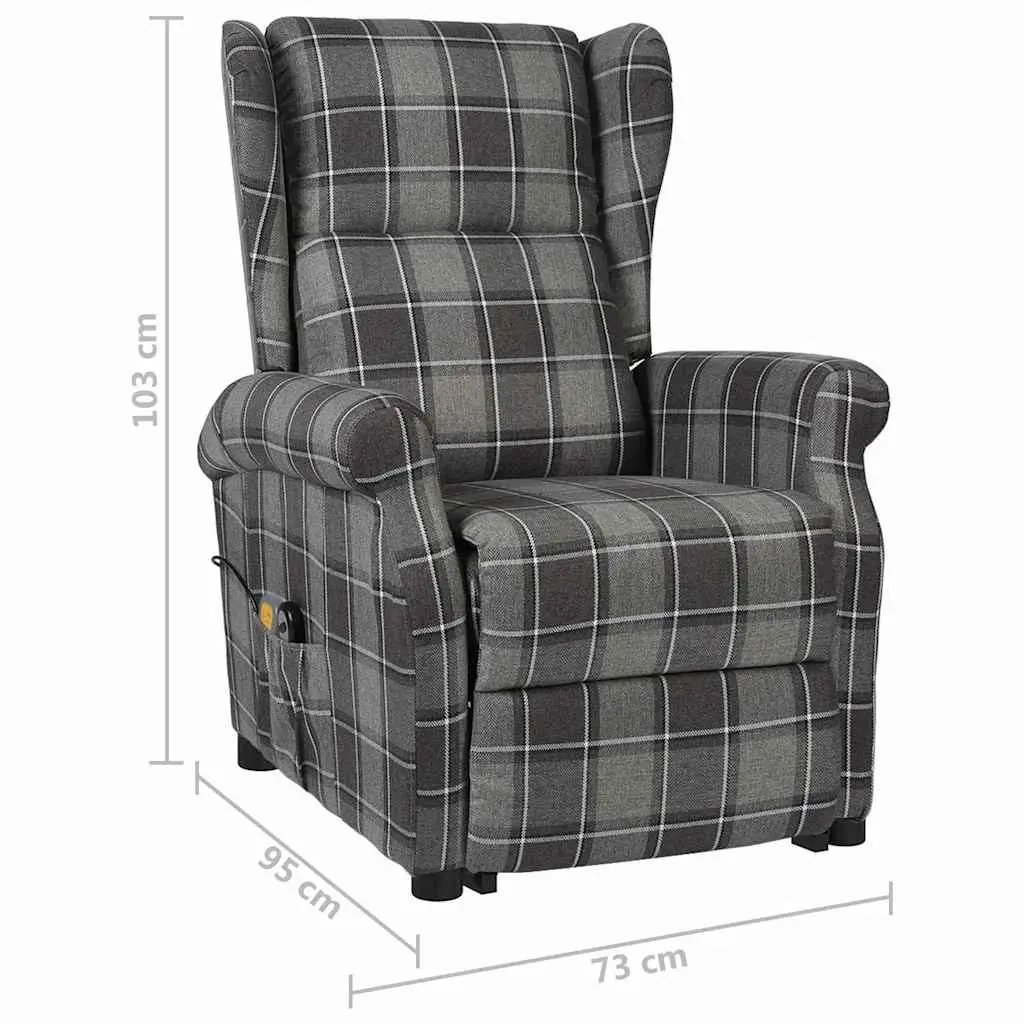 Electric Massage Chair Stand Up Recliner Grey Fabric 6 Massage Points 3 Adjustable Positions