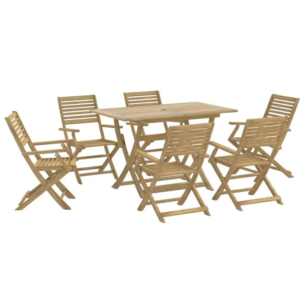 Garden Dining Set 7 Piece Outdoor Dining Furniture Solid Acacia Wood Brown