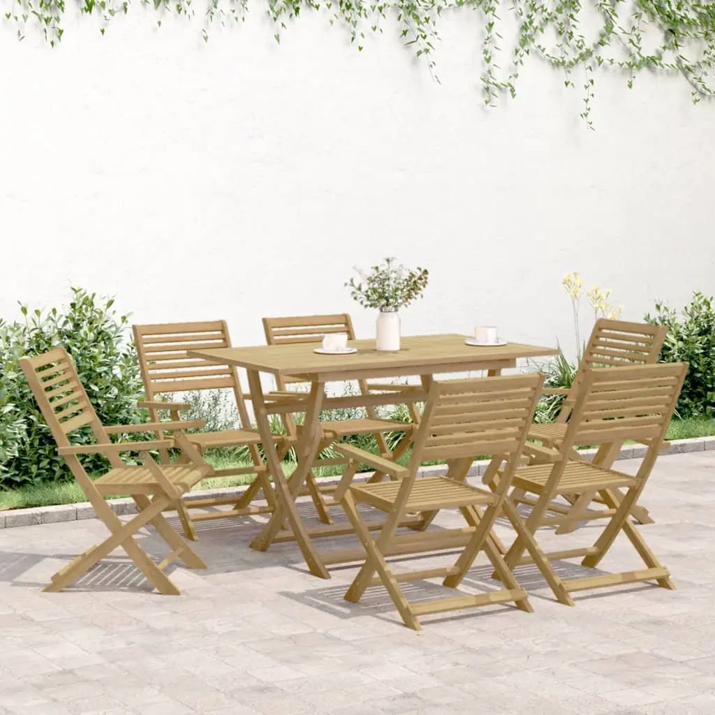 Garden Dining Set 7 Piece Outdoor Dining Furniture Solid Acacia Wood Brown