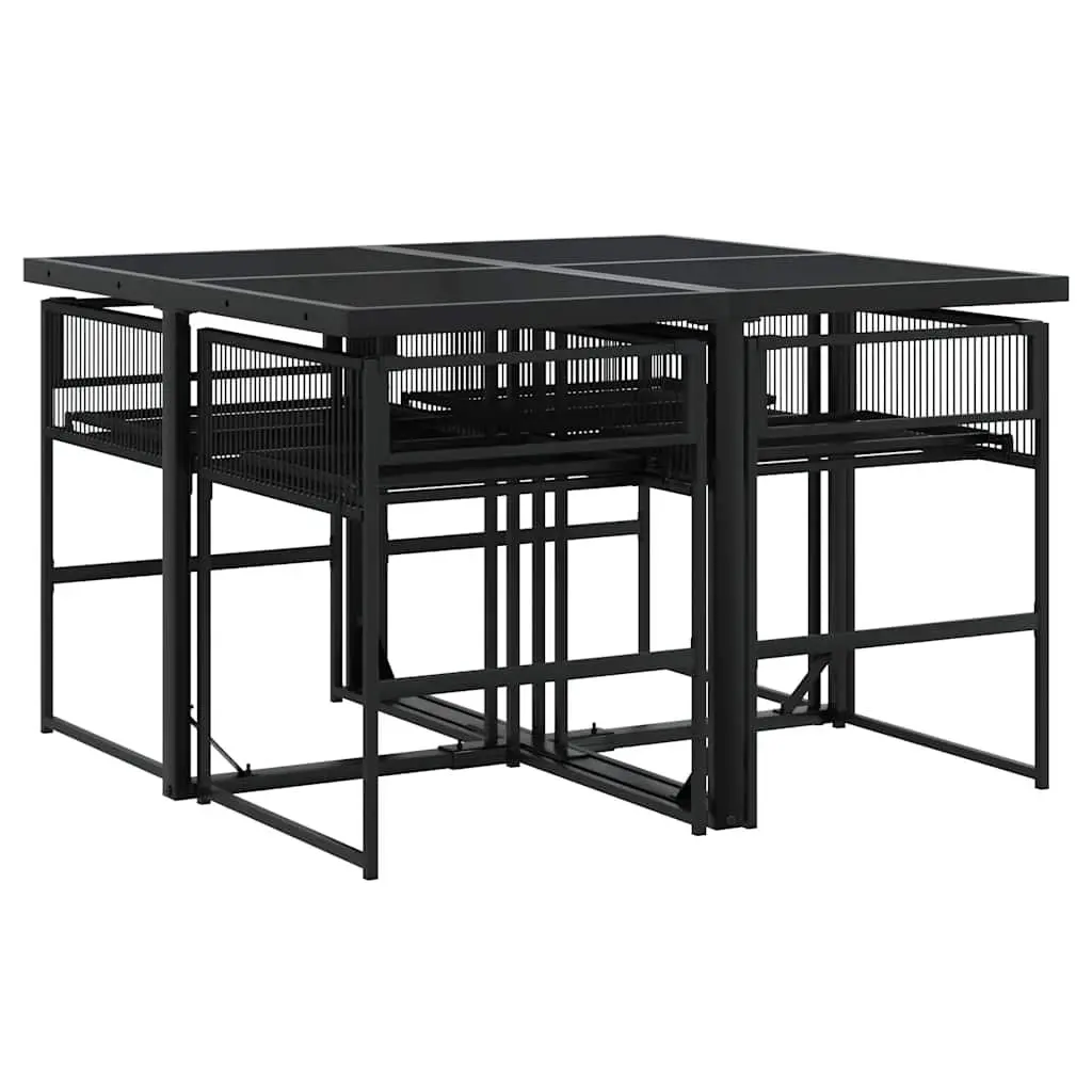 Outdoor Furniture Dining Set 5 Piece Garden Table Chairs with Cushions Black
