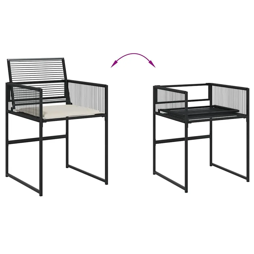 Outdoor Furniture Dining Set 5 Piece Garden Table Chairs with Cushions Black