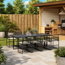 Comfortable 9 Piece Garden Dining Set in Black Rattan