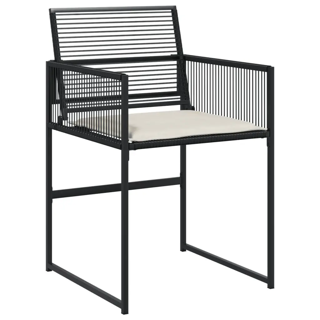 Outdoor Dining Set 9 Piece Black Poly Rattan Table Chairs Cushions