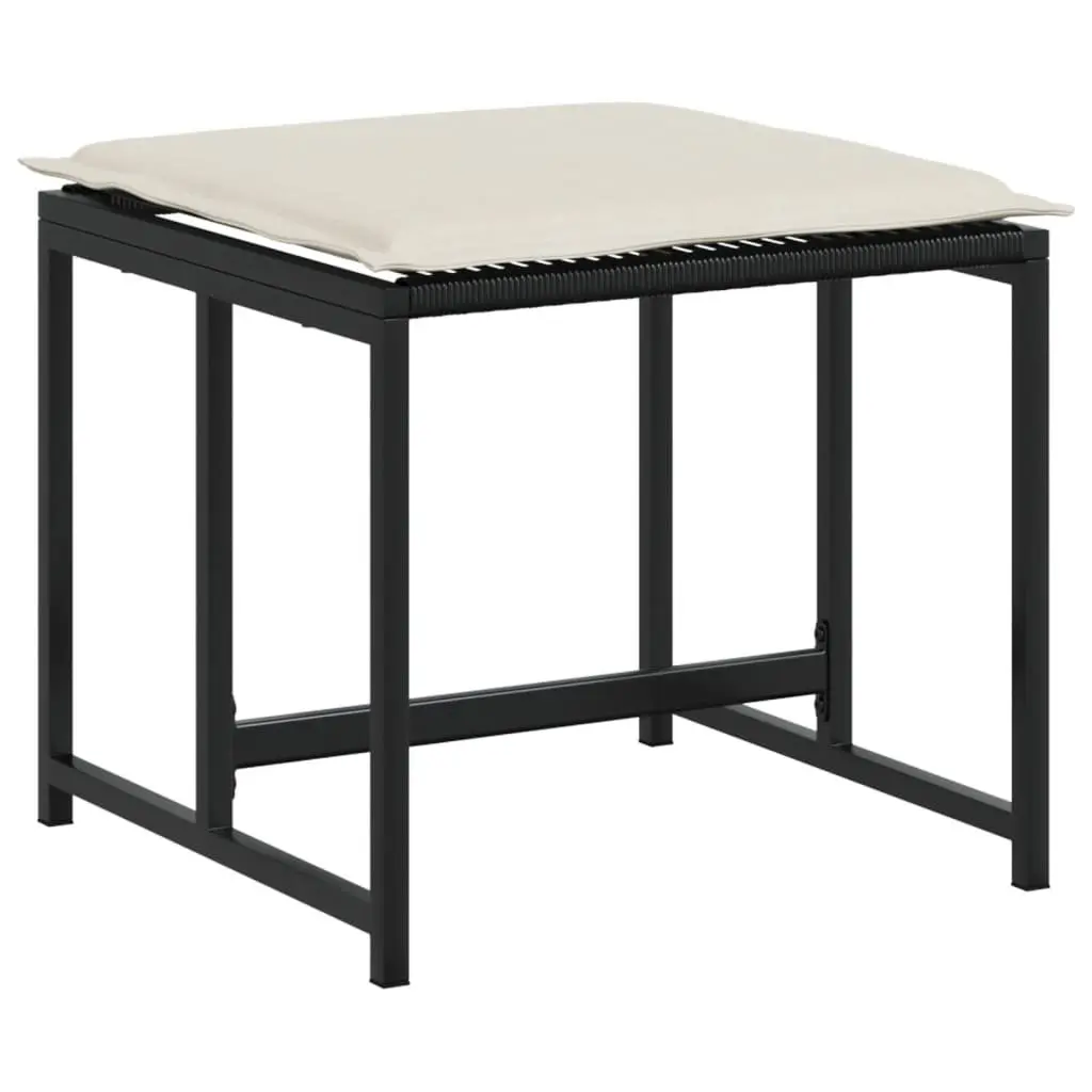 Outdoor Dining Set 9 Piece Black Poly Rattan Table Chairs Cushions