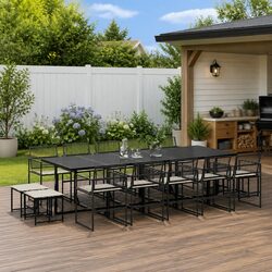 15-Piece Black Patio Dining Set with Comfort