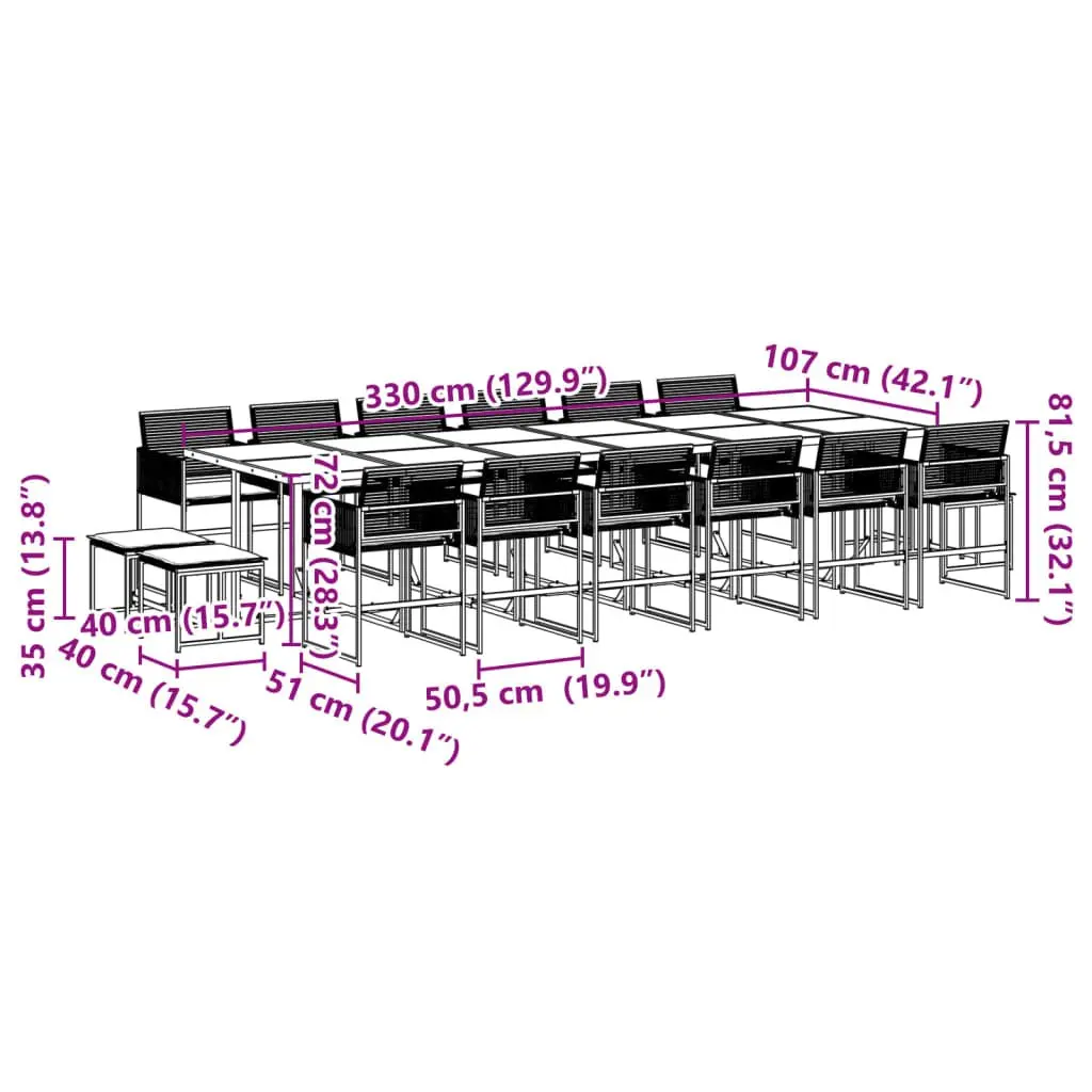 17 Piece Outdoor Dining Set