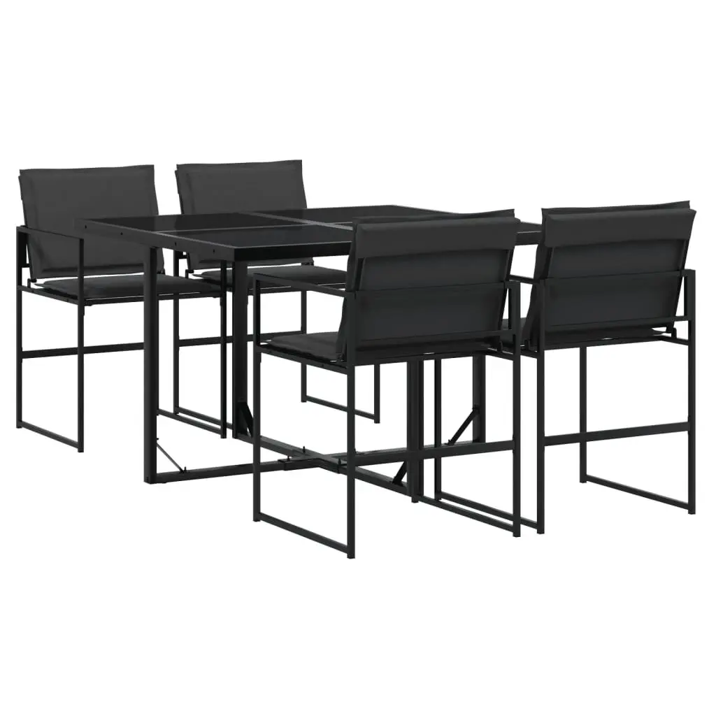 Garden Dining Set 5 Piece Outdoor Furniture Black Textilene Cushions Patio Table