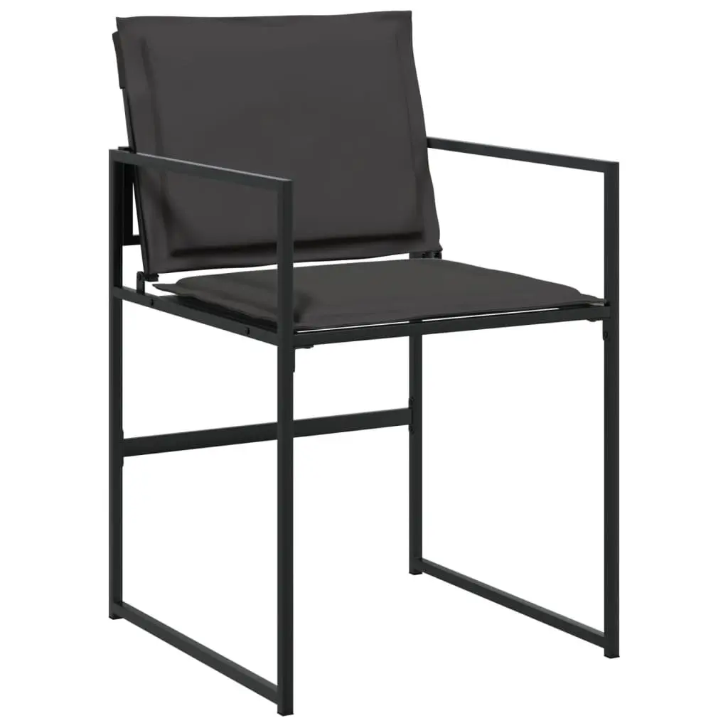 Outdoor Dining Set Black Chairs Tempered Glass Table 7 Piece Textilene Fabric