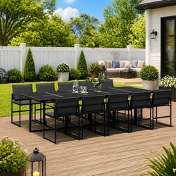 Durable Black Garden Dining Set with Space-Saving Design