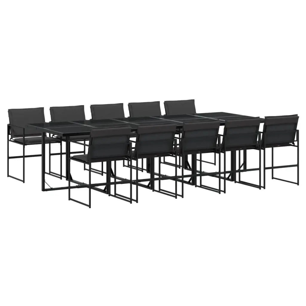 Garden Dining Set 11 Piece Outdoor Furniture Black Textilene Chairs Table