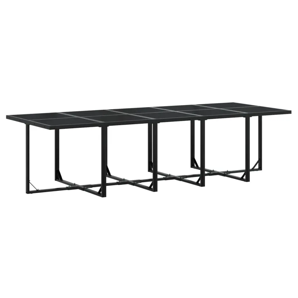 Garden Dining Set 11 Piece Outdoor Furniture Black Textilene Chairs Table
