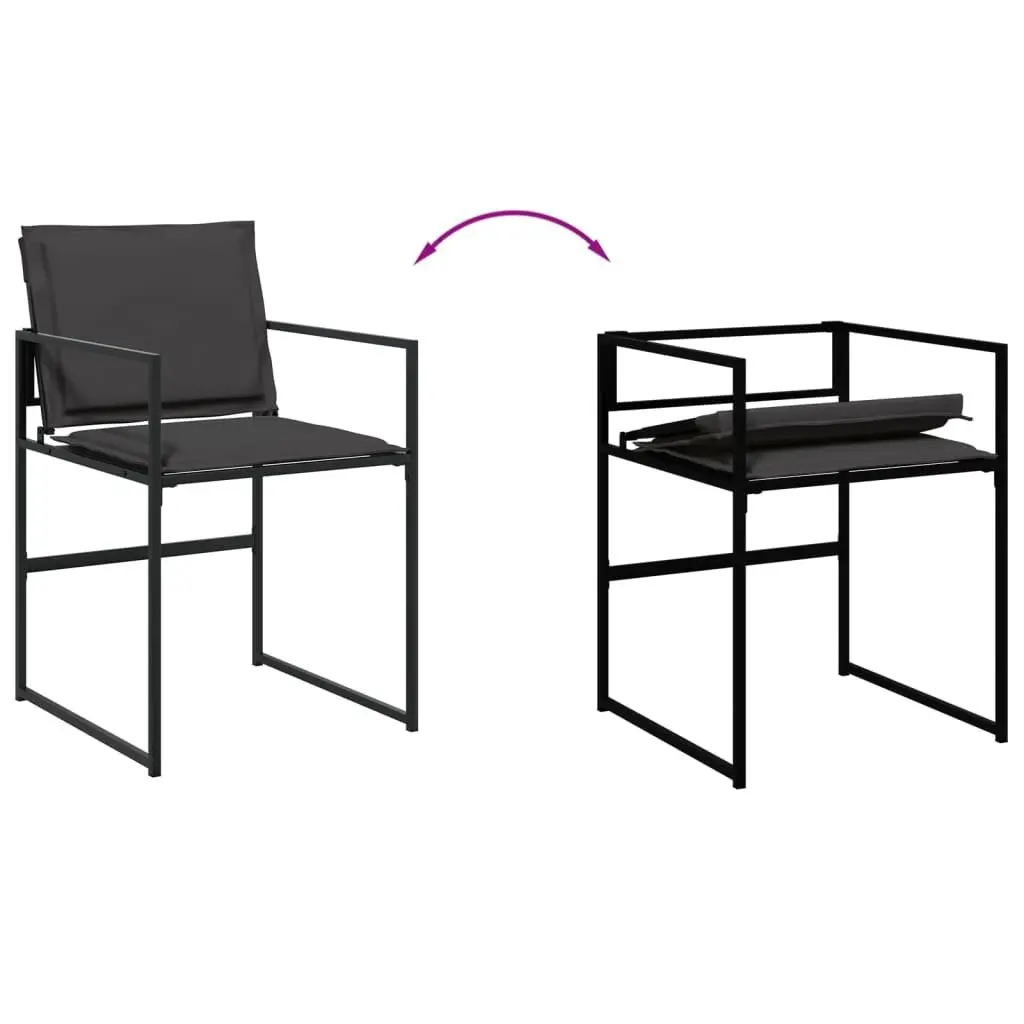 Garden Dining Set 11 Piece Outdoor Patio Furniture Black Textilene Chairs Table