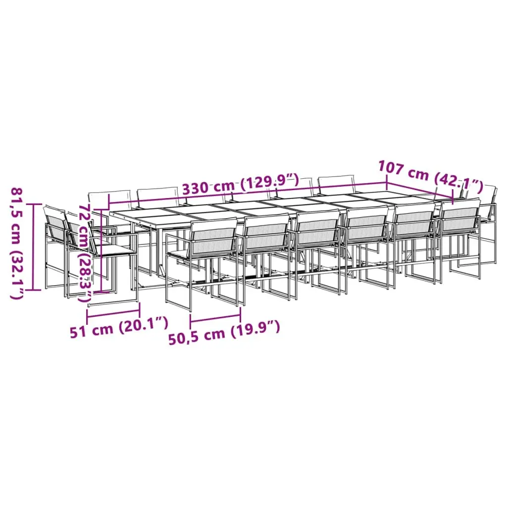 17 Piece Outdoor Dining Set with Cushions