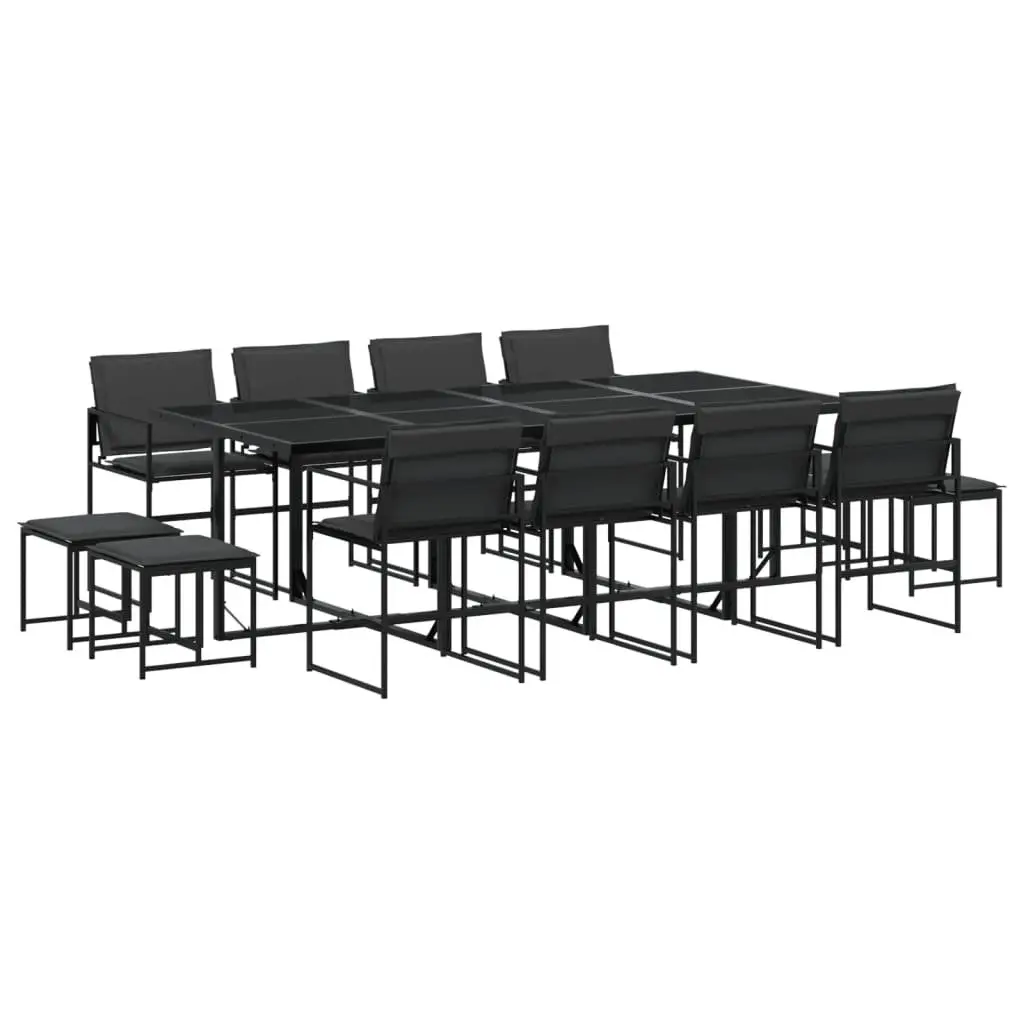 Garden Dining Set 13 Piece Outdoor Furniture Black Textilene Chairs Table