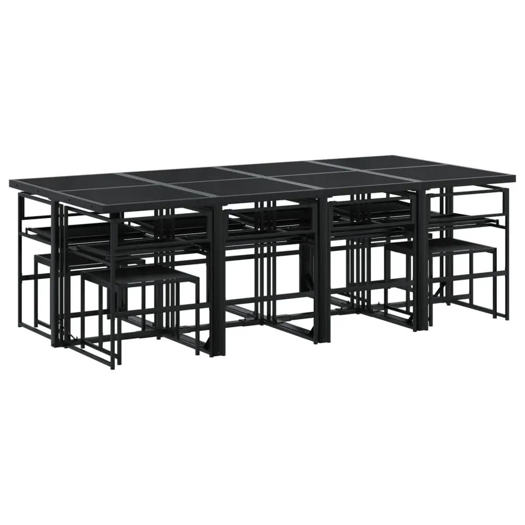 Garden Dining Set 13 Piece Outdoor Furniture Black Textilene Chairs Table