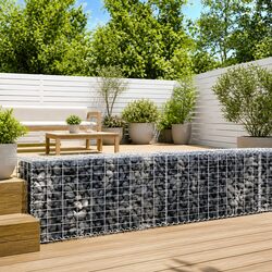 Reliable Gabion Basket with Cover for Your Garden 200x50x50 cm