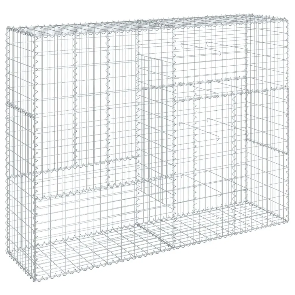 Gabion Basket 200x50x150 cm Silver Metal Wire Cage for Garden Landscaping and Outdoor Decor
