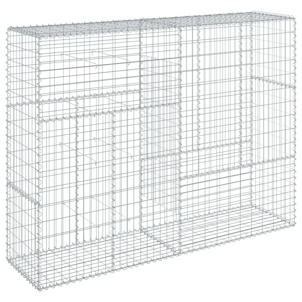 Gabion Basket 200x50x150 cm Silver Metal Wire Cage for Garden Landscaping and Outdoor Decor