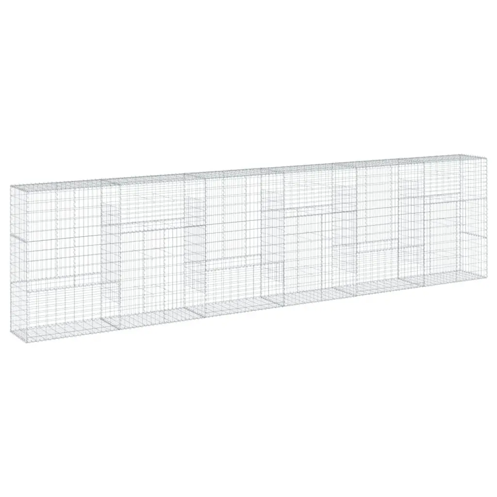 Gabion Basket 600x50x150 cm Galvanised Iron Wire Garden Retaining with Cover