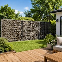 Gabion Basket with Cover 150x100x100 cm Outdoor Garden Retaining Wall Decor