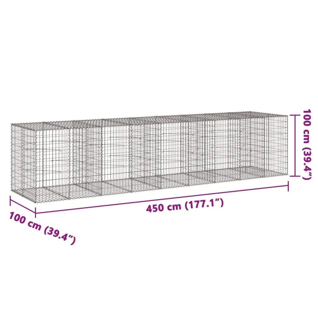 Gabion Basket 450x100x100 cm Garden Retaining Wall Silver