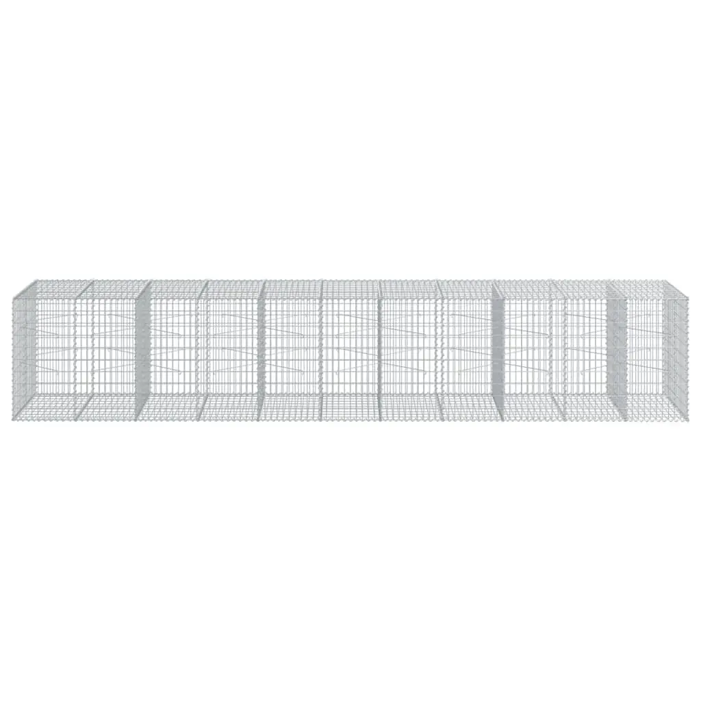 Gabion Basket 550x100x100 cm for Garden Landscaping Silver with Cover
