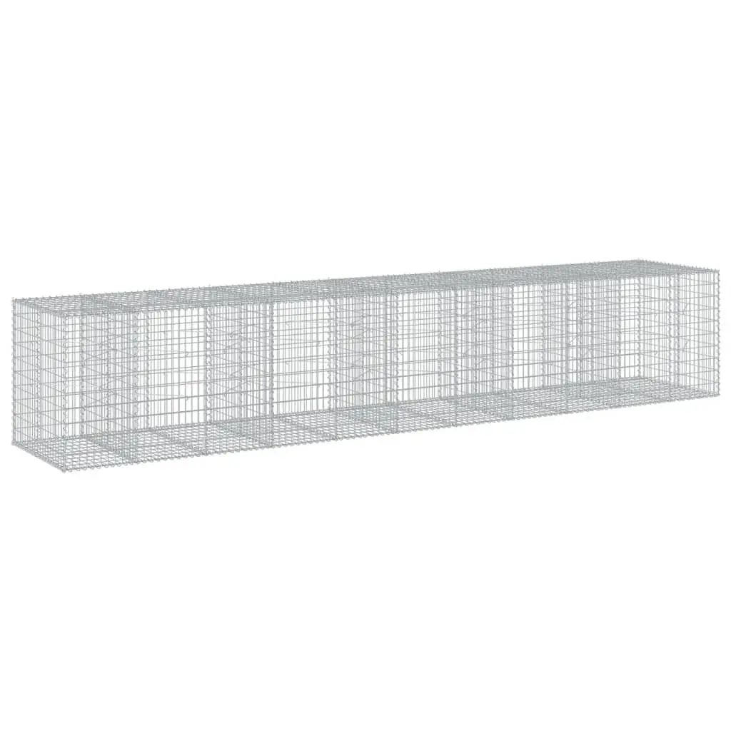 Gabion Basket 550x100x100 cm for Garden Landscaping Silver with Cover