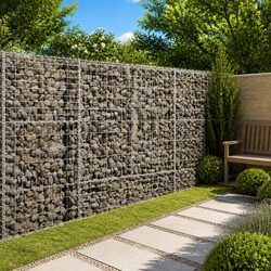 Gabion Basket with Cover 100x100x150 cm Galvanised Iron Wire Garden Landscaping