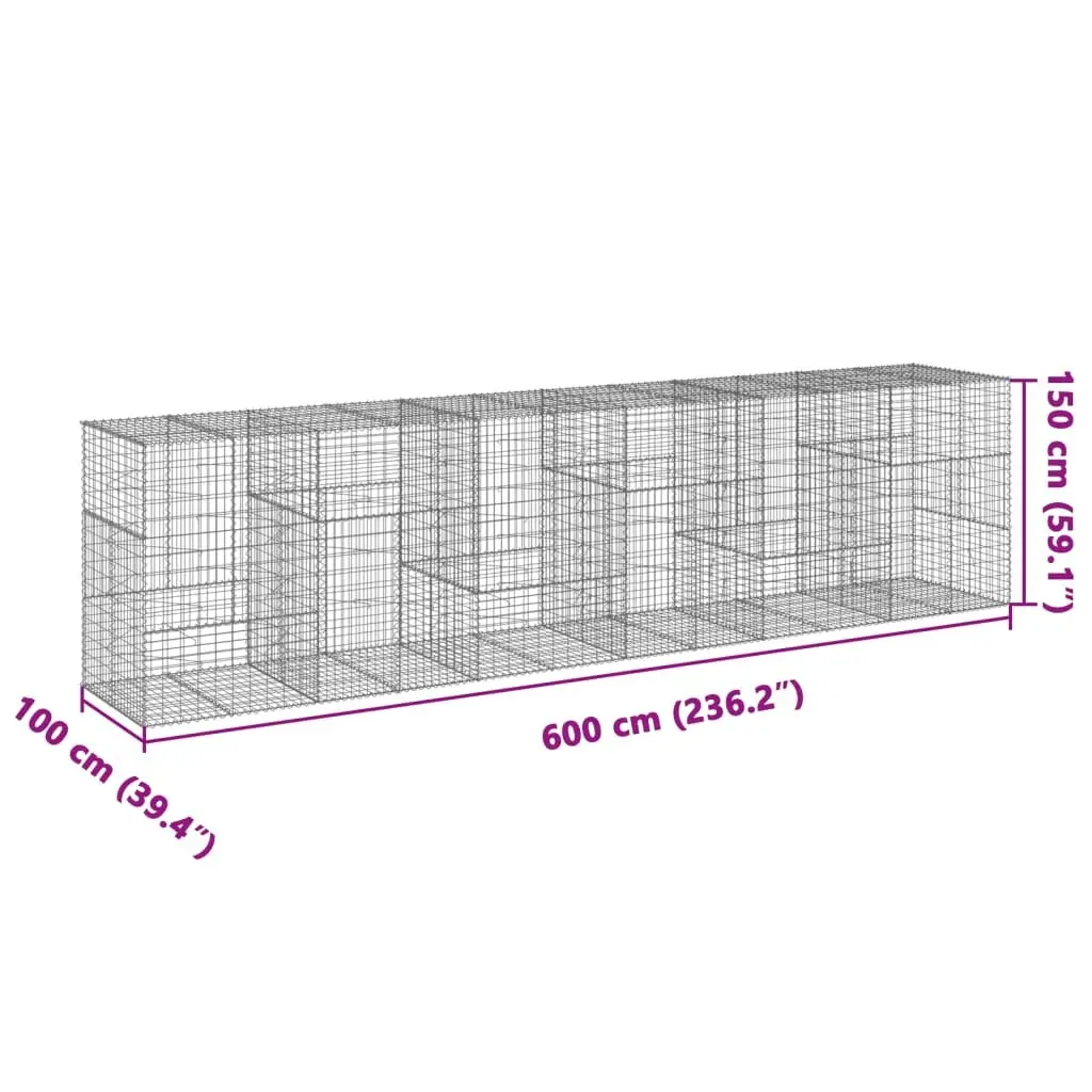 Gabion Basket 600x100x150 cm for Landscaping Garden Silver Galvanised Iron Wire