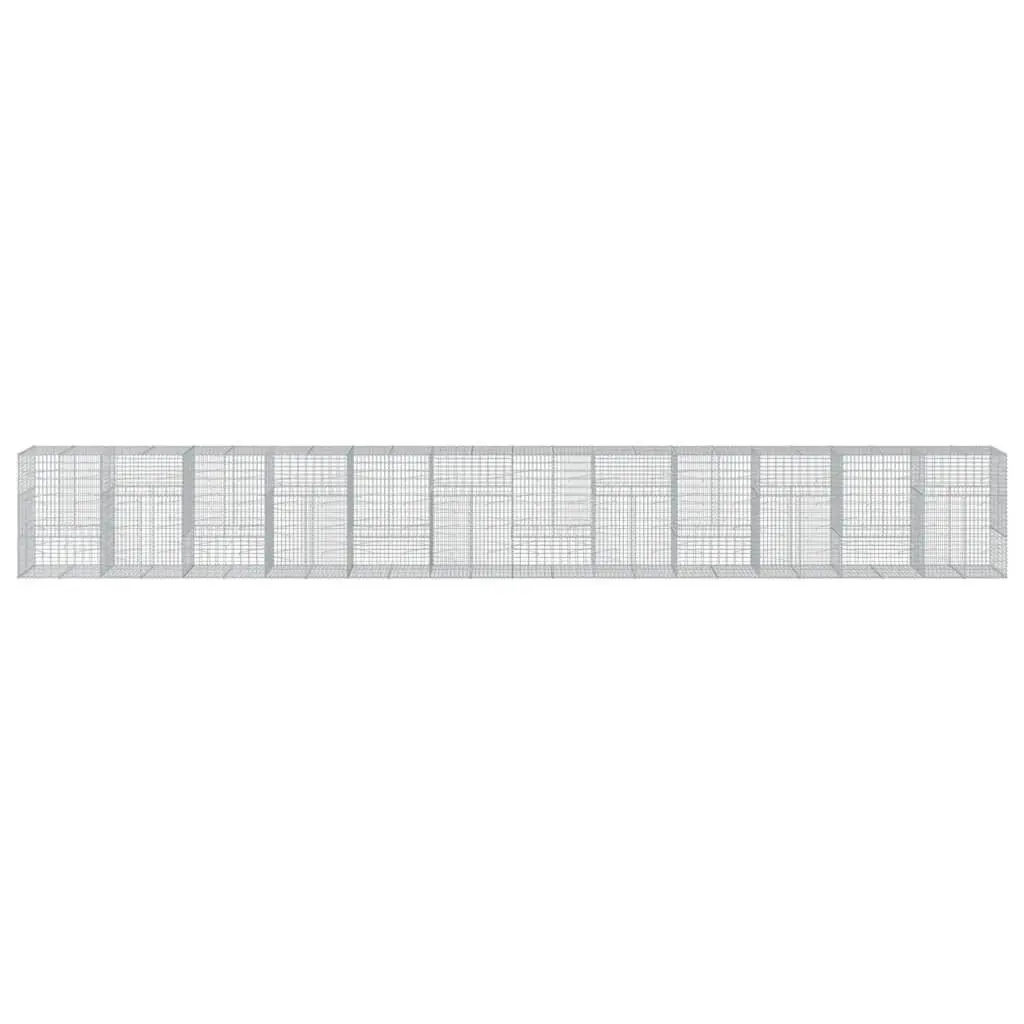 Gabion Basket 1200x100x150 cm Galvanised Iron with Cover for Landscaping Retaining Wall and Outdoor Decor