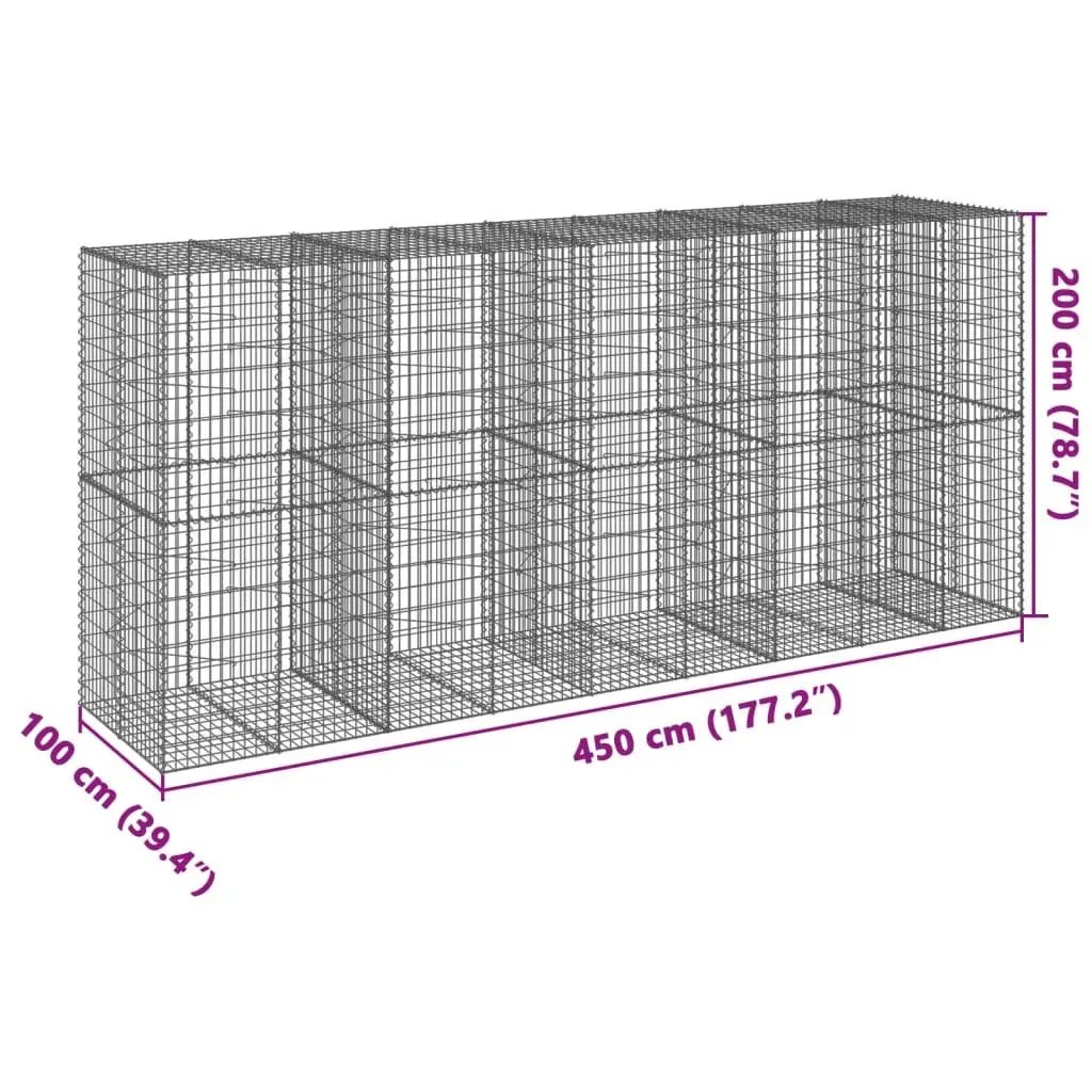 Gabion Basket 450x100x200 cm Garden Landscaping Retaining Wall Silver