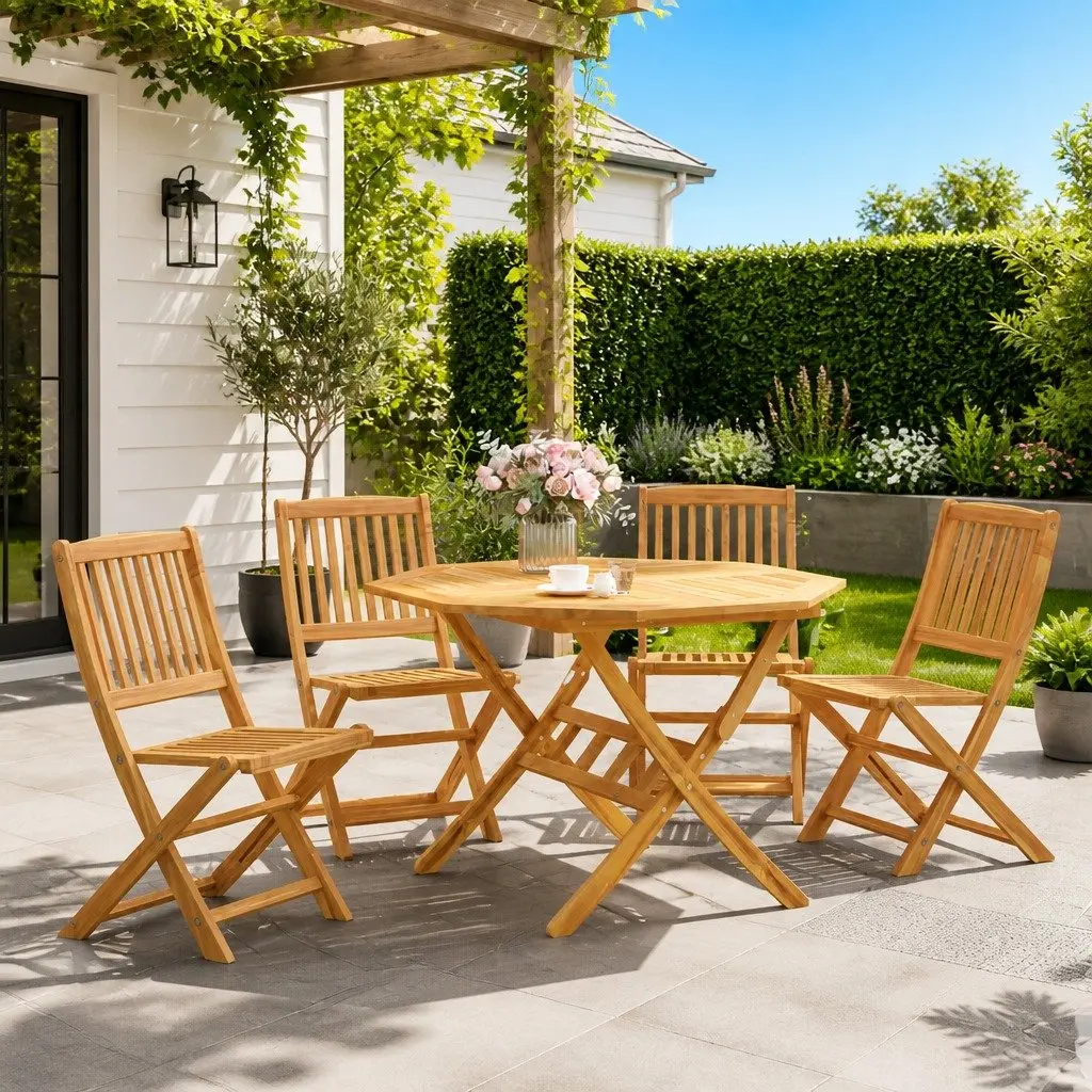5-Piece Folding Garden Dining Set for Outdoor Use