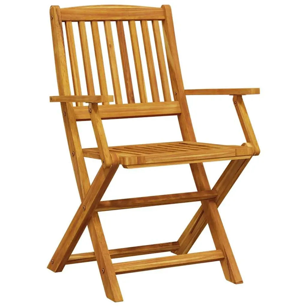3 Piece Folding Bistro Set Outdoor Furniture Acacia Wood Brown