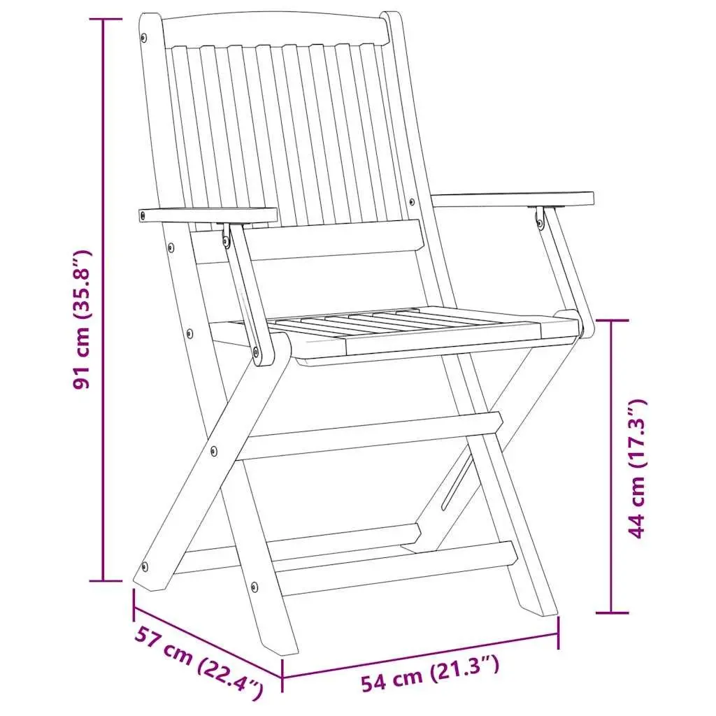3 Piece Folding Bistro Set Outdoor Furniture Acacia Wood Brown