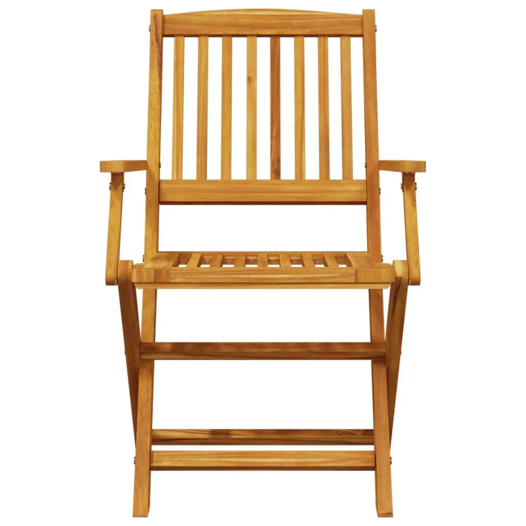 3 Piece Folding Bistro Set Outdoor Dining Acacia Wood Brown