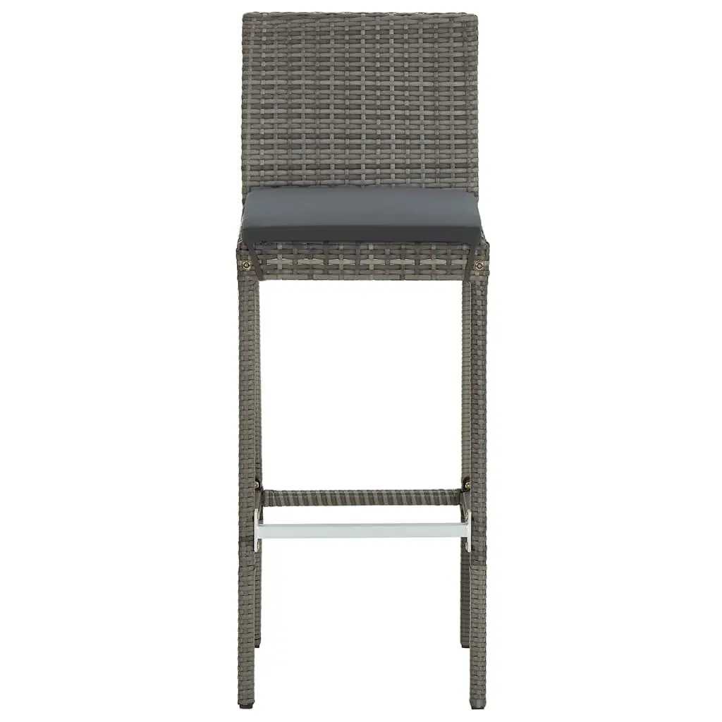 3 Piece Garden Bar Set Outdoor Bar Table and Stools Acacia Wood Poly Rattan Grey