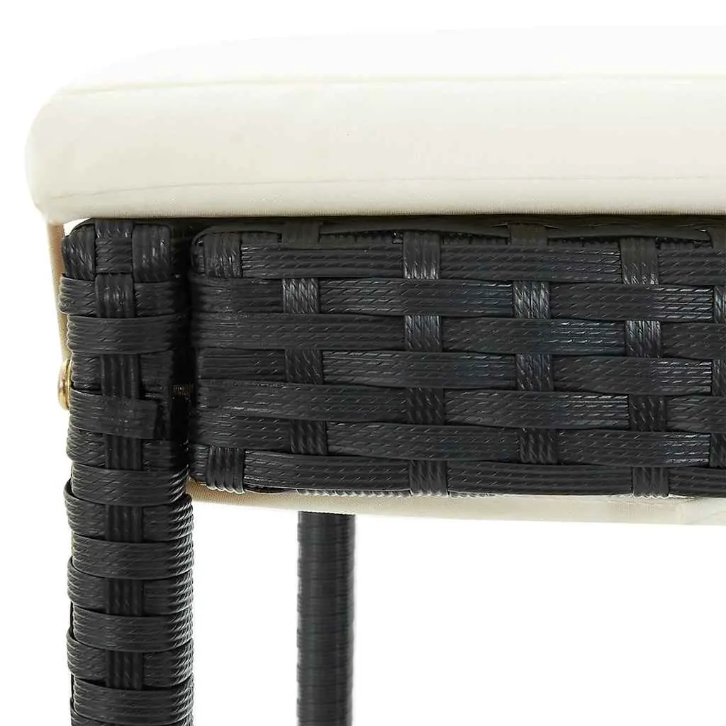 5 Piece Garden Bar Set Outdoor Dining Table Black Acacia Wood Poly Rattan Stools