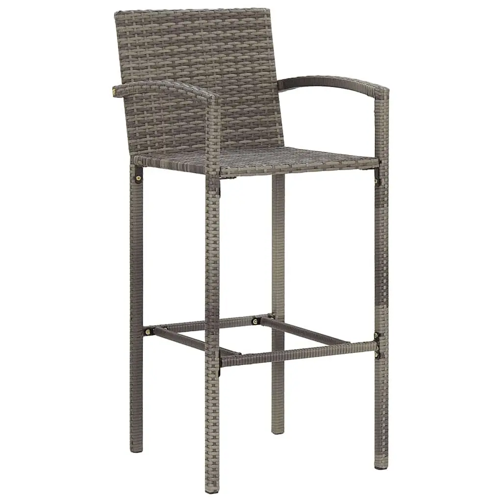 Garden Bar Set 3 Piece Outdoor Bar Table and Stools Acacia Wood and Poly Rattan