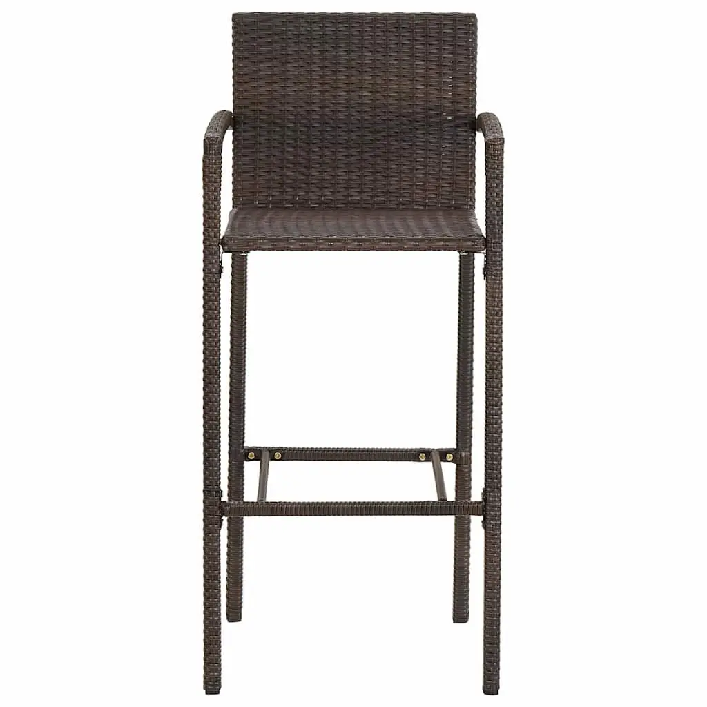Garden Bar Set 5 Piece Outdoor Bar Table Stools Acacia Wood Poly Rattan Brown