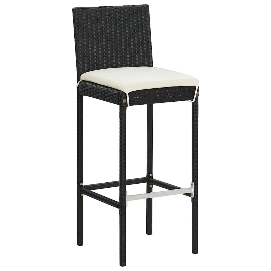 Garden Bar Set Outdoor Dining Table and Stools 5 Piece Acacia Wood Poly Rattan Black