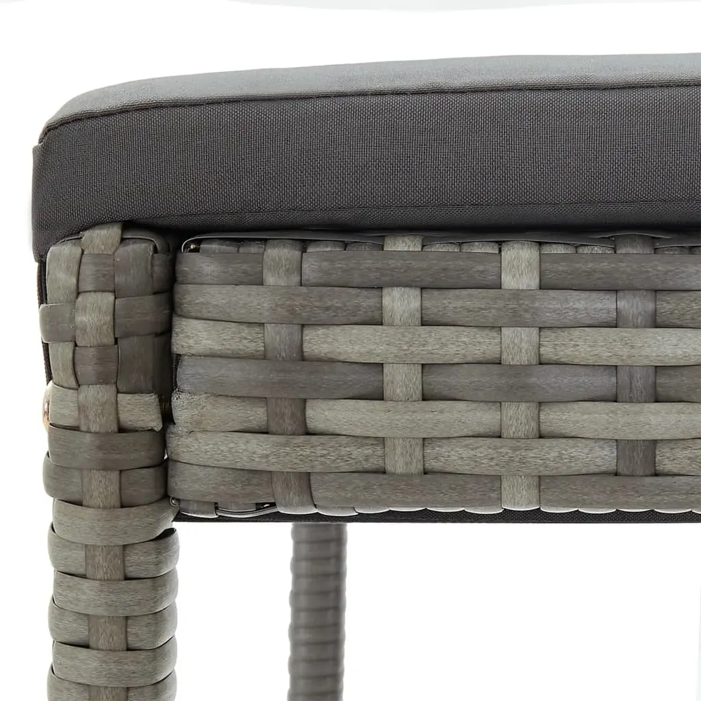 Outdoor Bar Set 5 Piece Grey Poly Rattan and Acacia Wood Table with Stools for Garden Patio and Pool