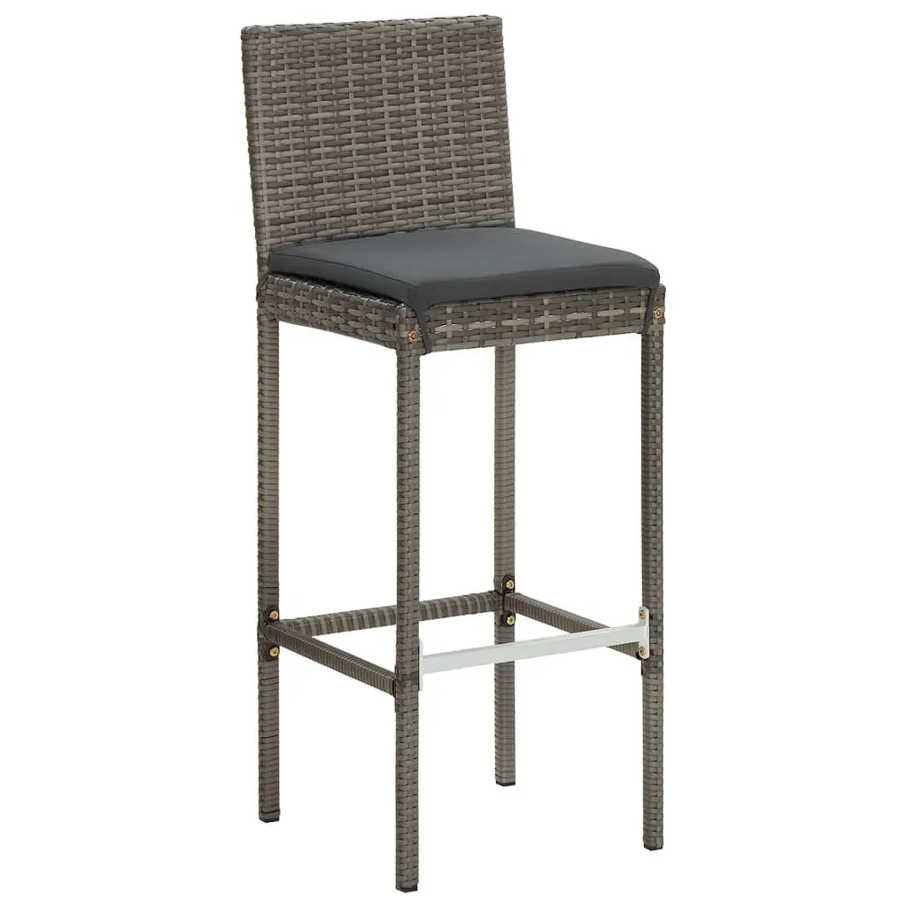 Garden Bar Set 7 Piece Outdoor Dining Furniture Grey Acacia Wood Poly Rattan Stools and Table