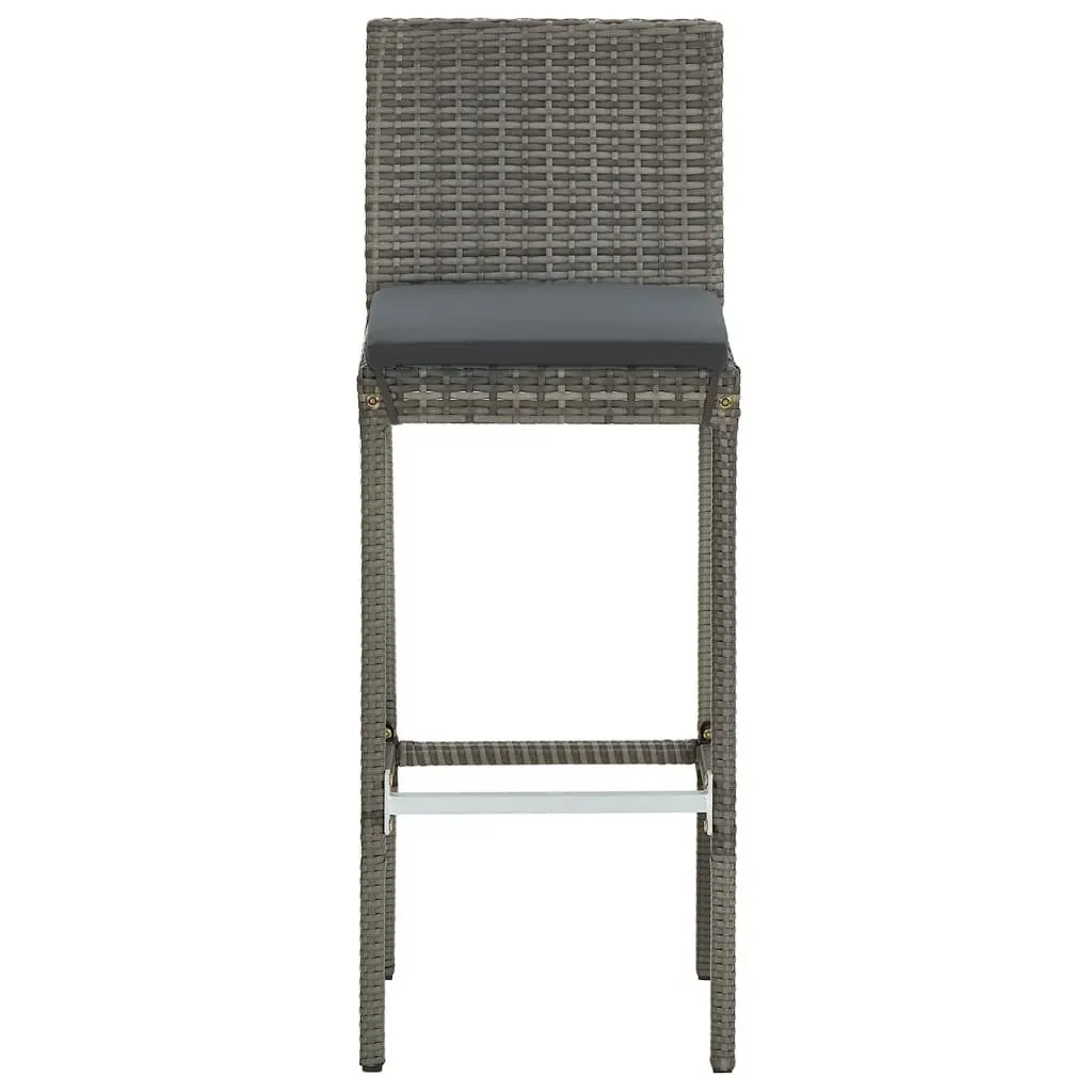 Garden Bar Set 7 Piece Outdoor Dining Furniture Grey Acacia Wood Poly Rattan Stools and Table