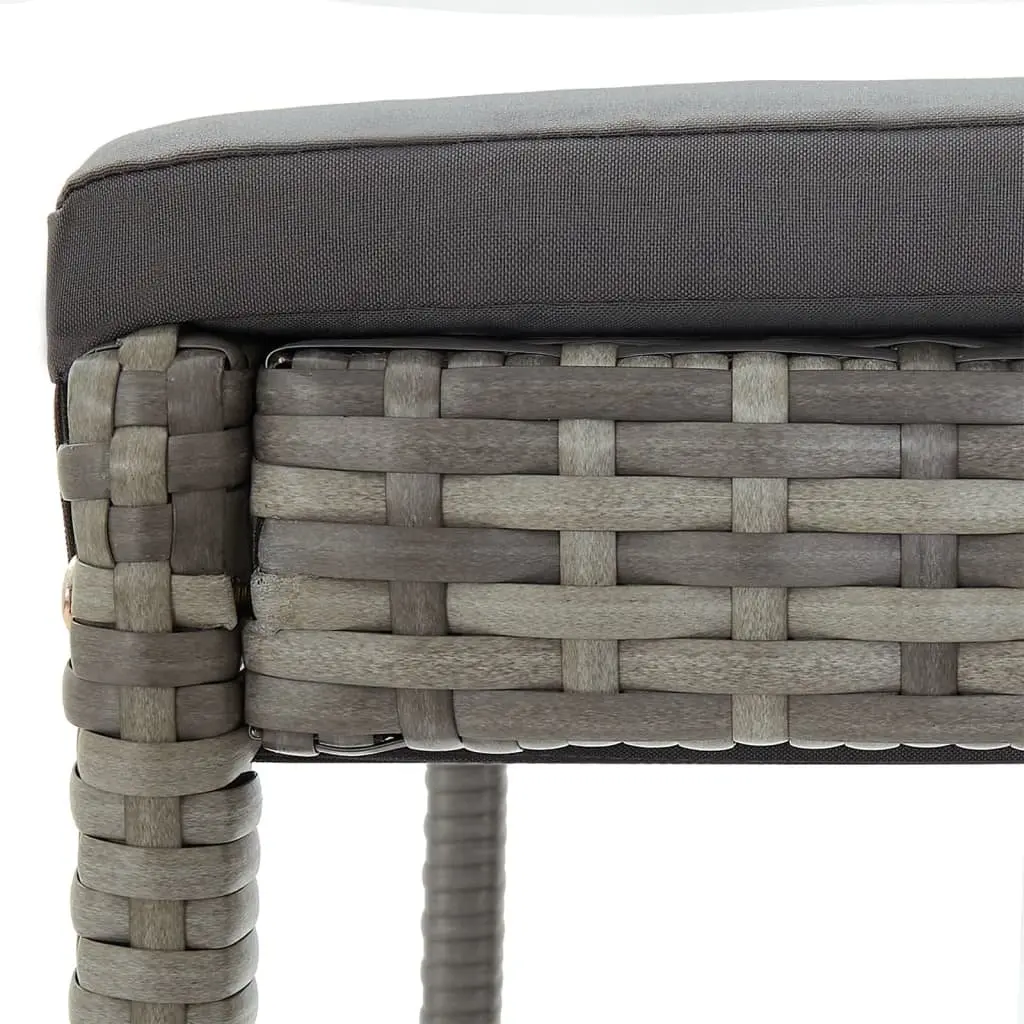Garden Bar Set 7 Piece Outdoor Dining Furniture Grey Acacia Wood Poly Rattan Stools and Table