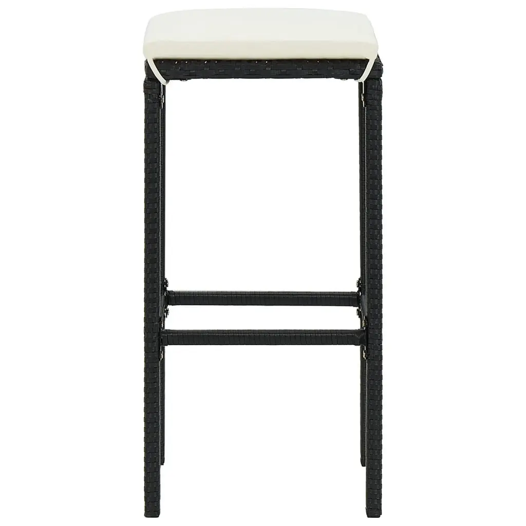 Garden Bar Set 7 Piece Outdoor Poly Rattan Bar Table Stools Acacia Wood Top