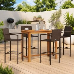 Reliable 5-Piece Brown Outdoor Bar Set for Relaxation