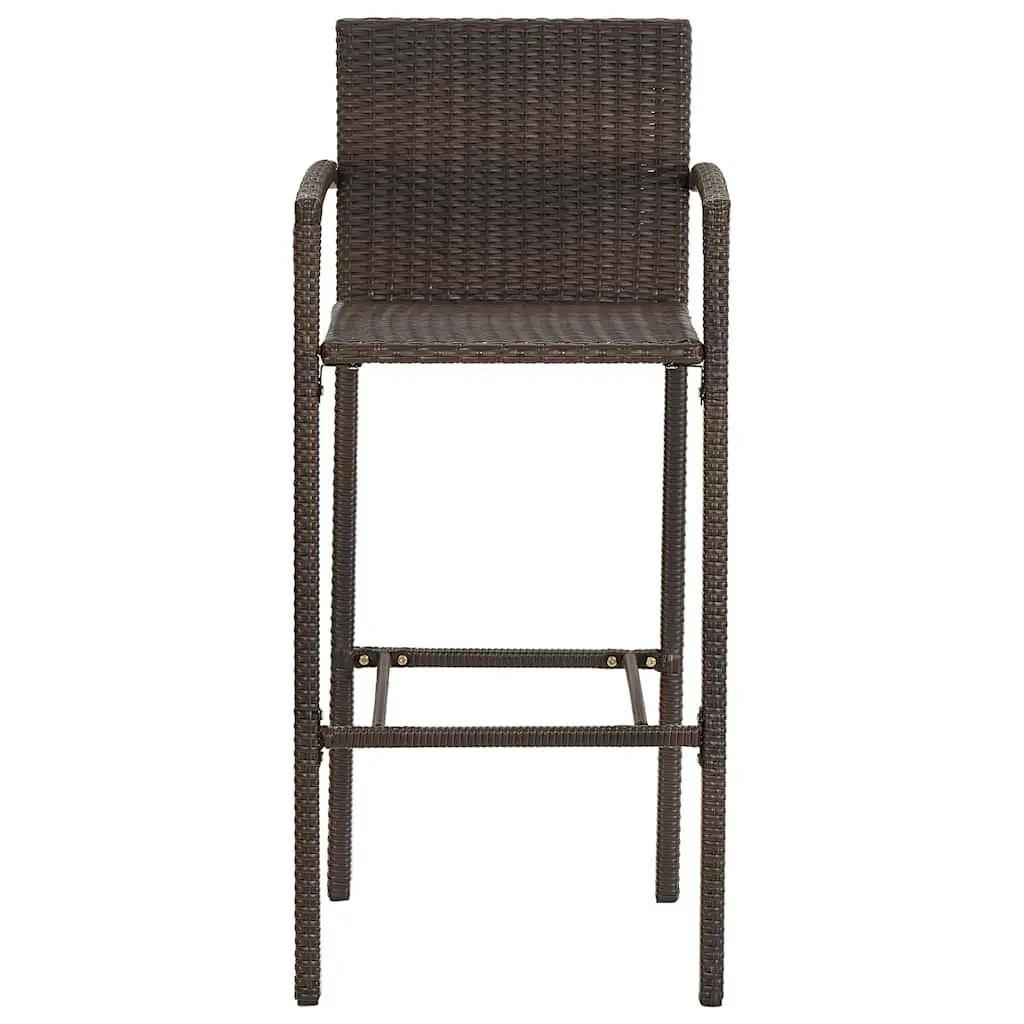 Garden Bar Set Outdoor Dining Table and Stools 5 Piece Acacia Wood Poly Rattan Brown