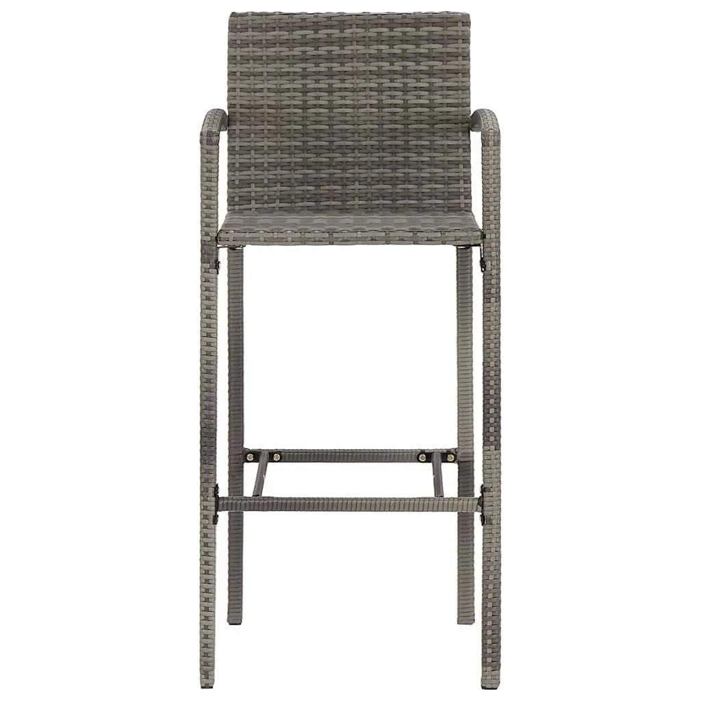Garden Bar Set 7 Piece Outdoor Bar Table and Stools Grey Acacia Wood Poly Rattan